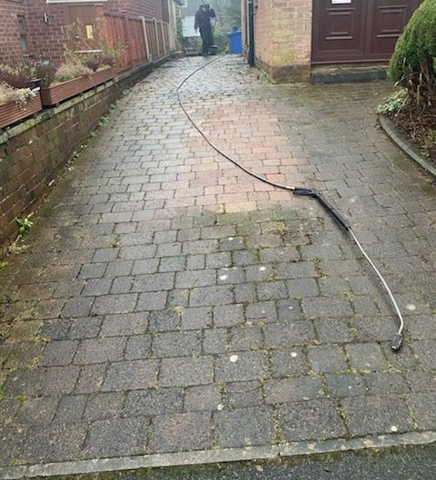 block paving driveway before cleaning