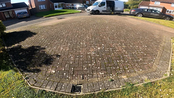 block paving driveway before cleaning